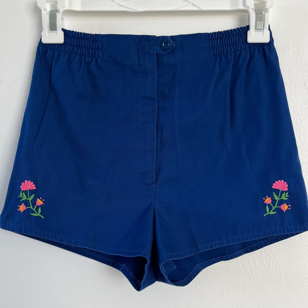 70s Blue Floral Embroidered Girl’s Shorts